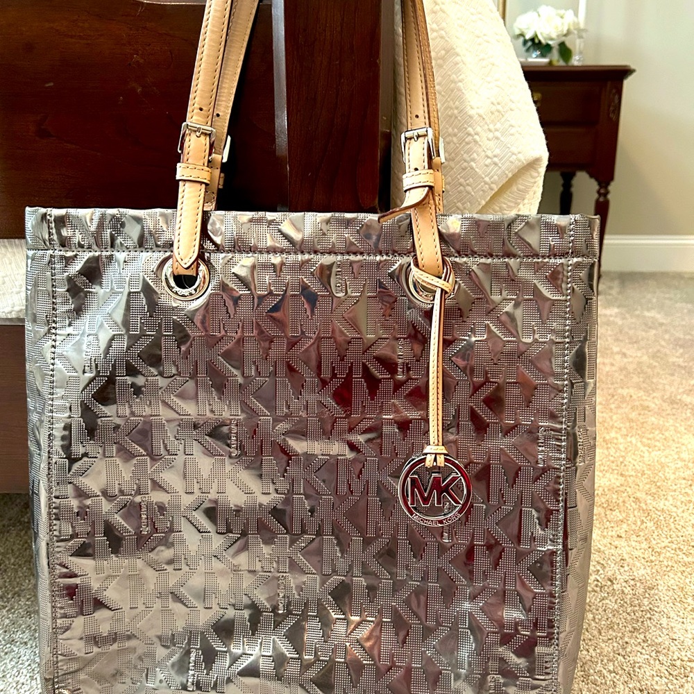 Michael Kors Logo Metallic Tote
